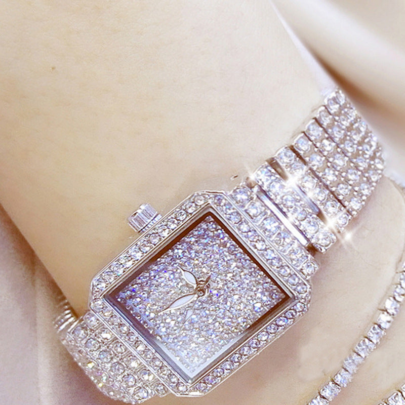 Wasserdichte Quarzuhr mit Strass-Besatz – Bild 2 | LuxeStyle