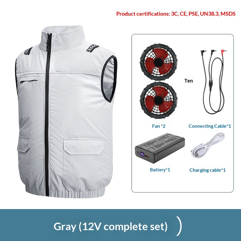 Kühlende Outdoor- und Arbeitsweste mit Ventilator