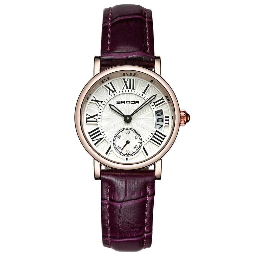 Wasserdichte Damenuhr mit Lederarmband – Bild 3 | LuxeStyle