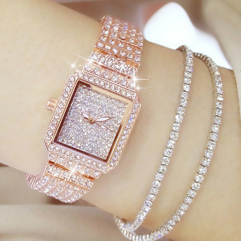Wasserdichte Quarzuhr mit Strass-Besatz – Bild 4 | LuxeStyle