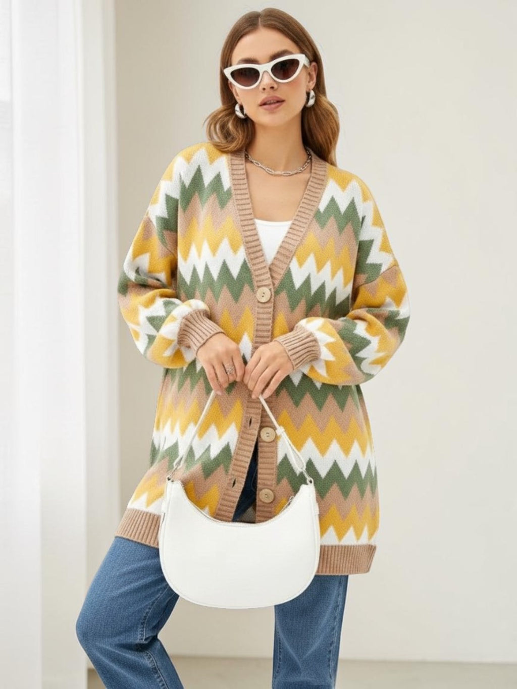 Color-Block Strickjacke im Oversize-Look