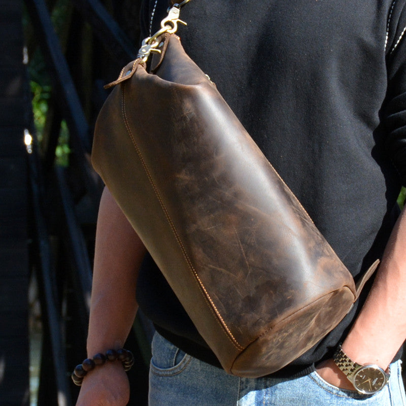 Brusttasche "Crazy Horse" Leder Braun – Bild 4 | LuxeStyle