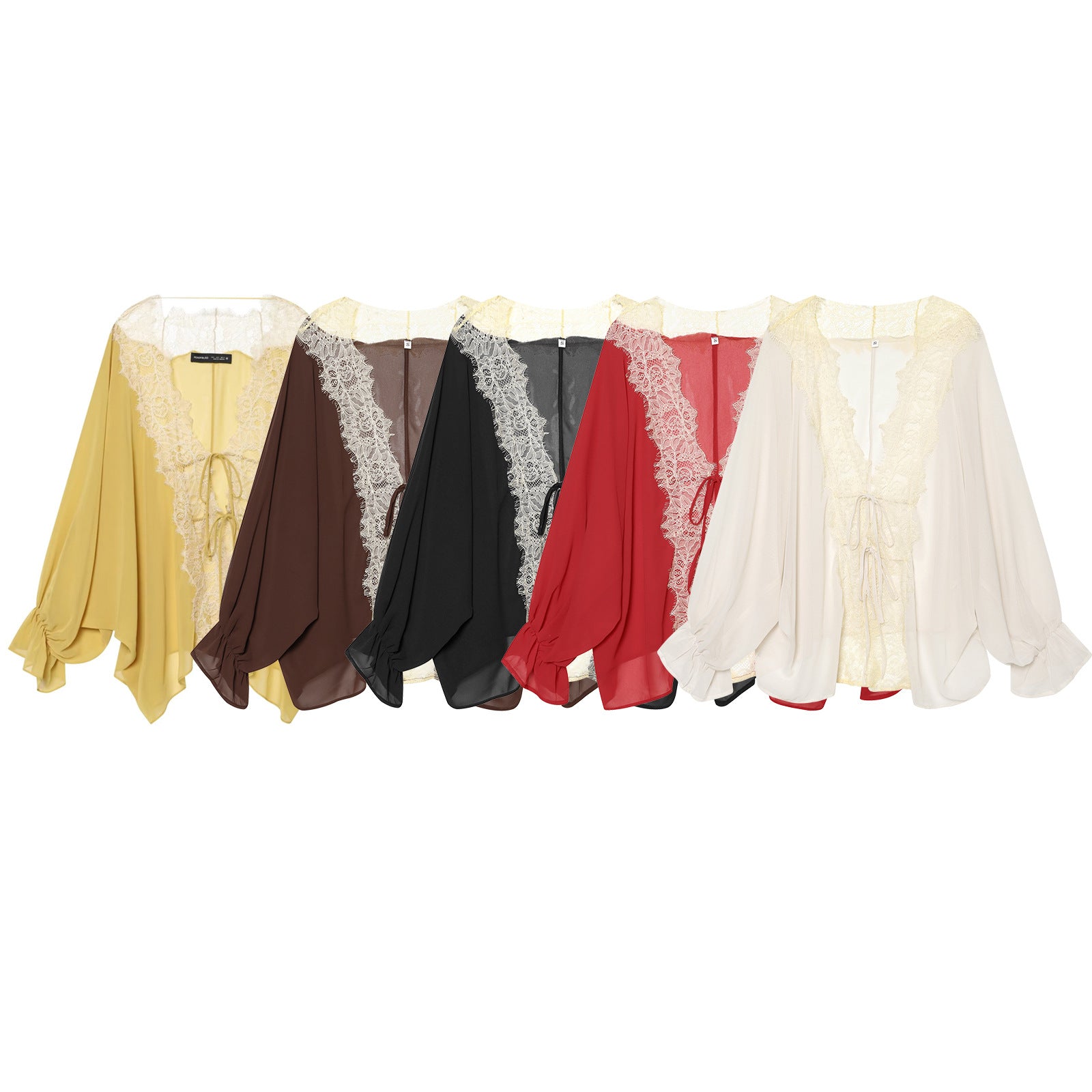 Leichte Bluse mit Spitze und Bindedetail