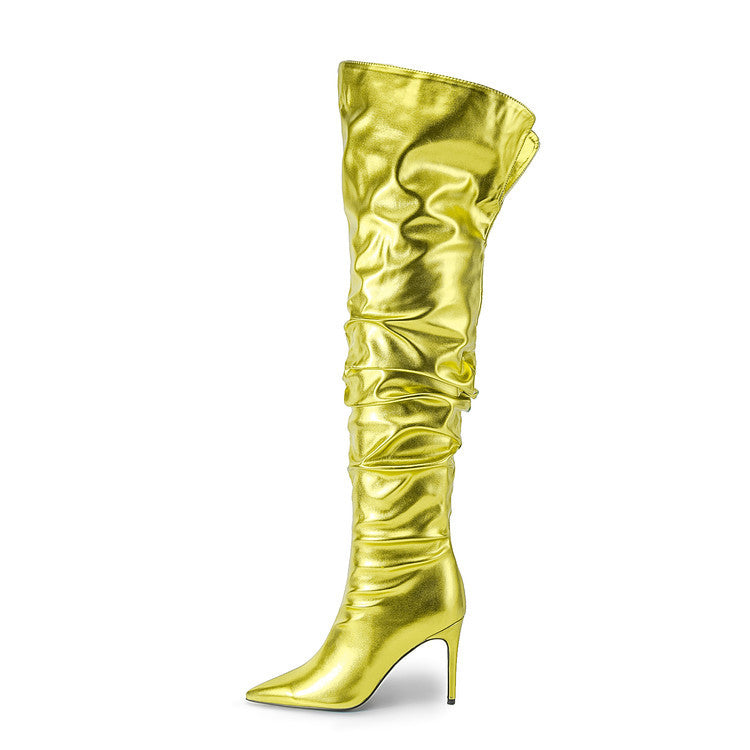 Farbige Stiletto-Over-the-Knee-Stiefel