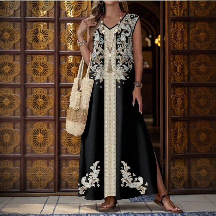Ärmelloses Strandkleid mit V-Ausschnitt und Schlitz – Bild 2 | LuxeStyle