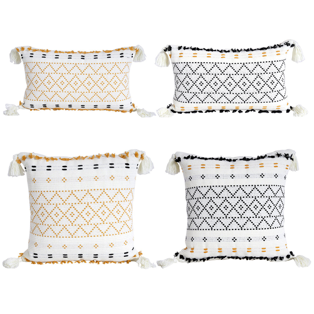 Geometrisches Strickkissen mit Quasten – Bild 4 | LuxeStyle