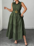 Armee-Grünes Kleid mit Gürtel
