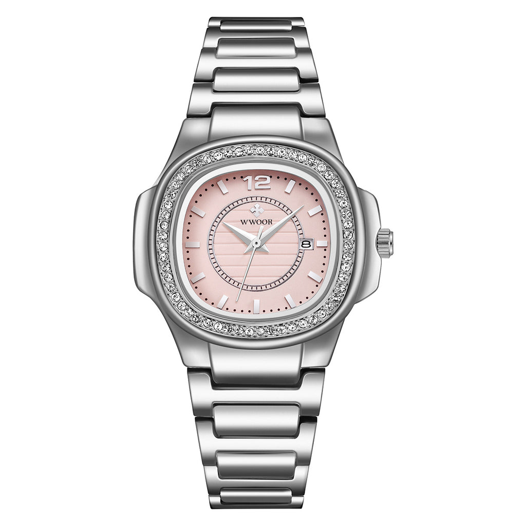 Armbanduhr mit Stahlarmband und Diamanten | LuxeStyle