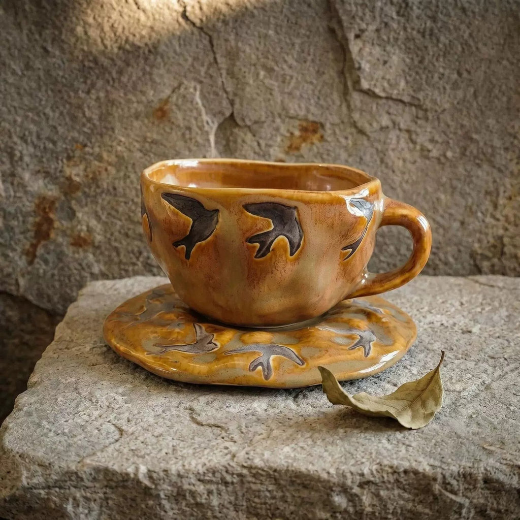 Keramiktasse mit Untertasse, Tiermotiv – Bild 5 | LuxeStyle