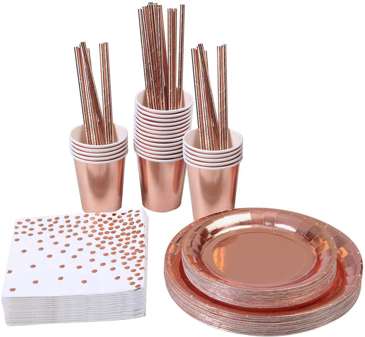 Roségold Bronze Einweggeschirr-Set – Bild 2 | LuxeStyle