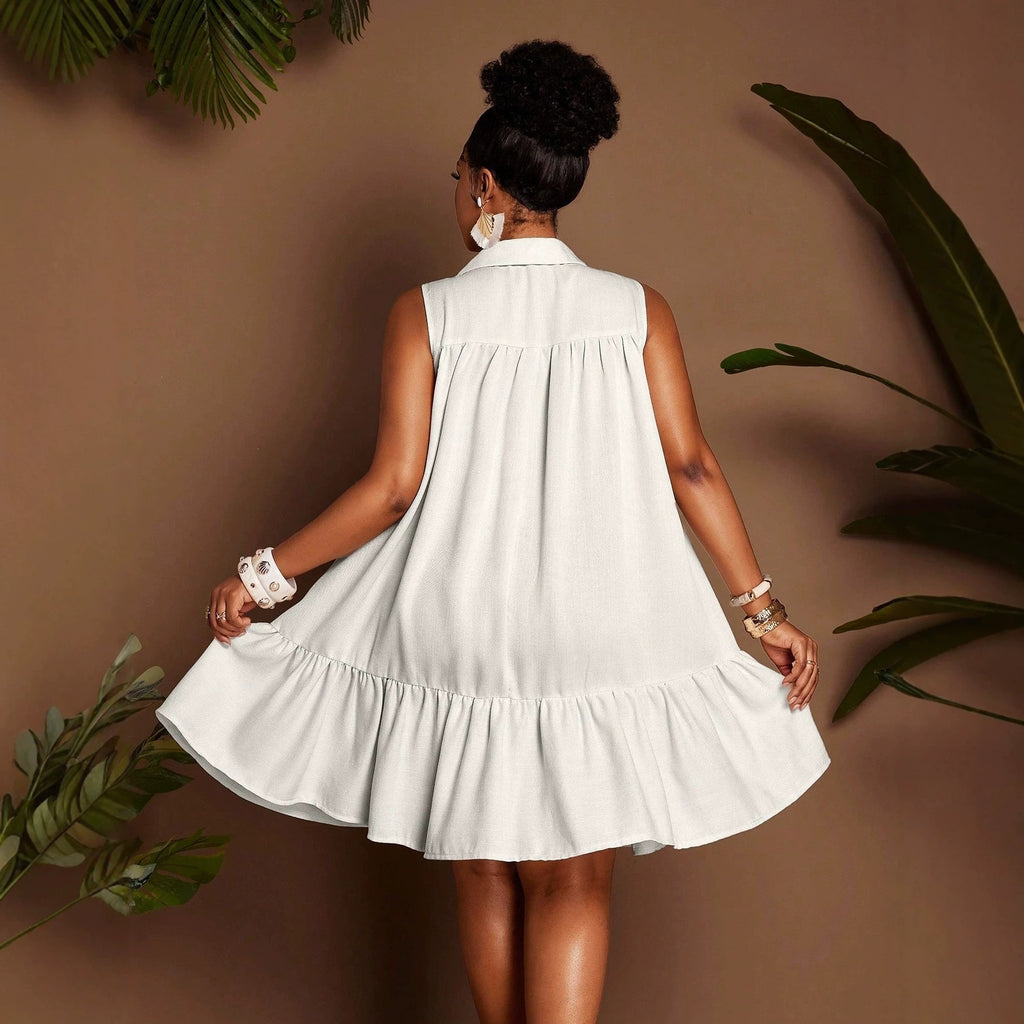 Ärmelloses A-Linien-Kleid mit V-Ausschnitt – Bild 6 | LuxeStyle