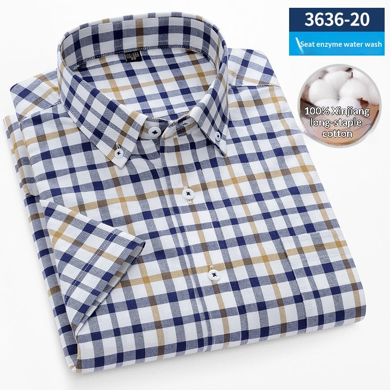 Herren-Shortsleeve Oxford Hemd aus reiner Baumwolle