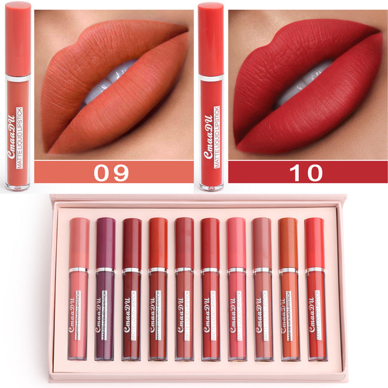 Wasserfeste Matte Lippenstifte 10er-Pack Hält länger