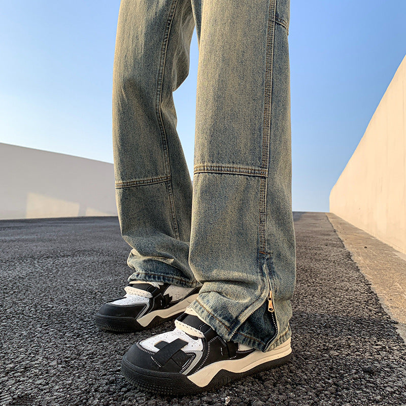 Herren Relaxed-Fit Bootcut Hose mit geradem Bein