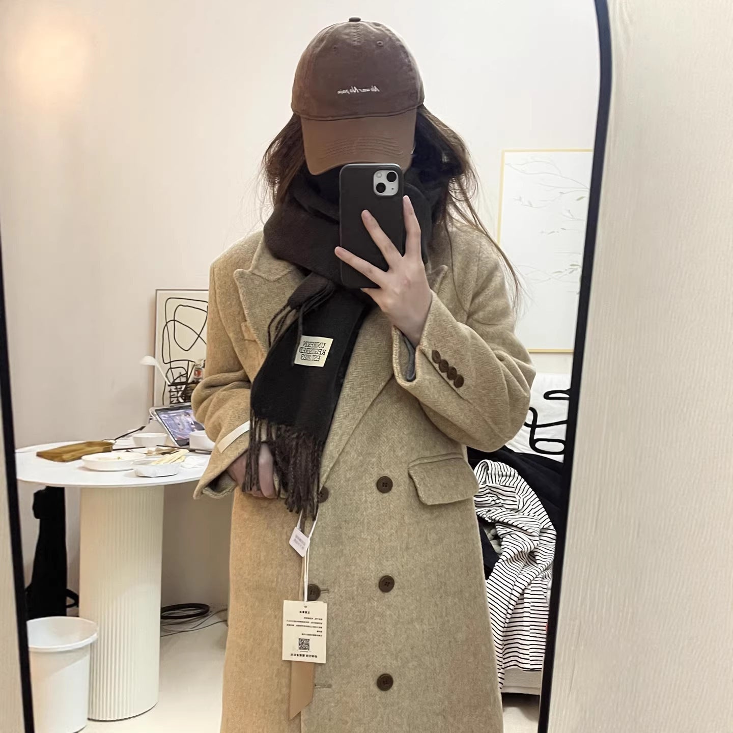 Eleganter Wollmantel im koreanischen Stil