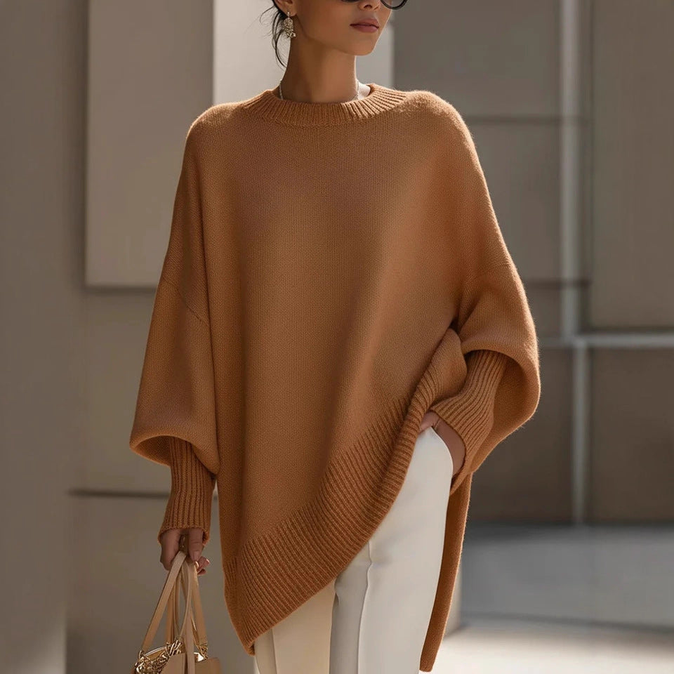 Damen Locker Crew-Neck Strickpullover