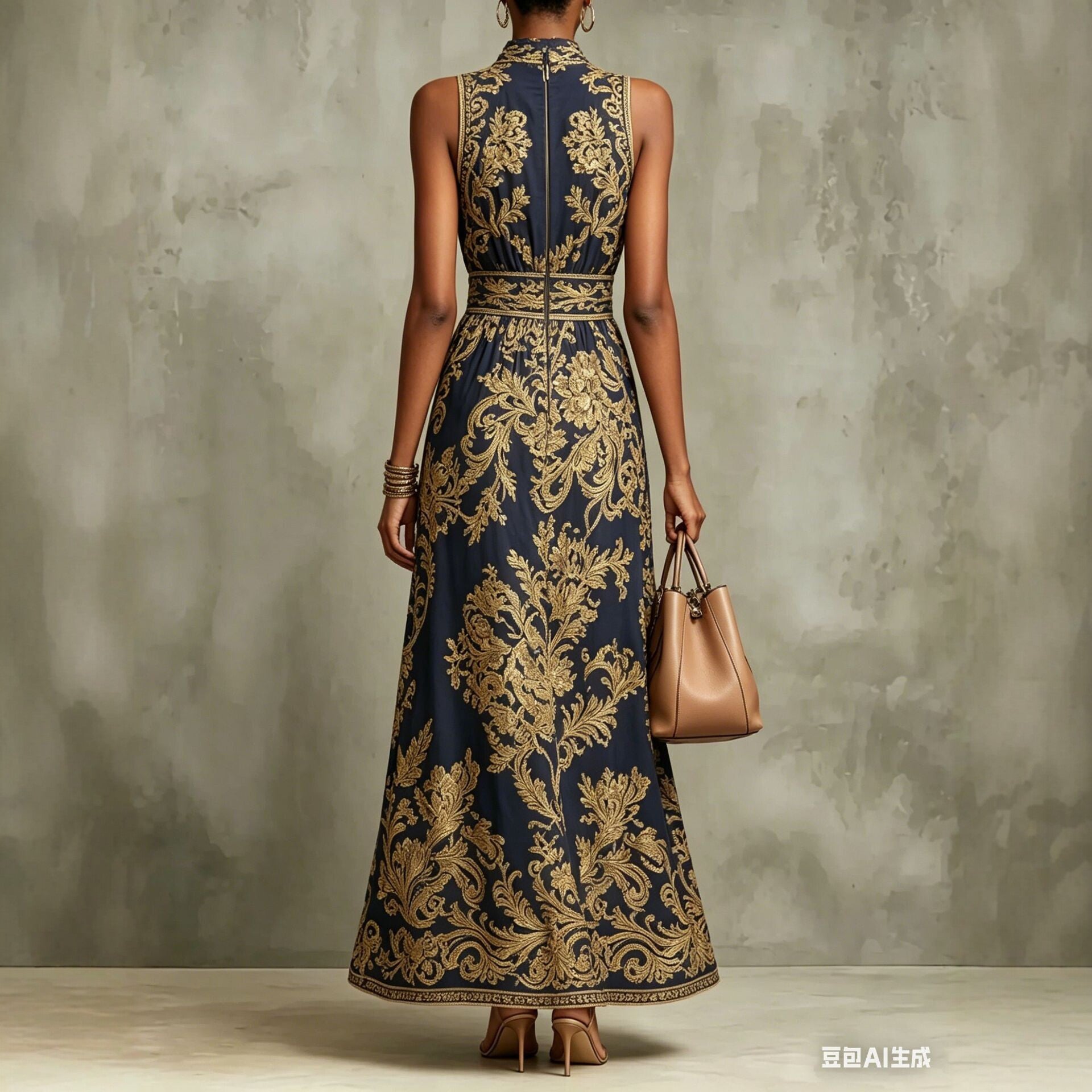 Vintage Jacquard Maxikleid