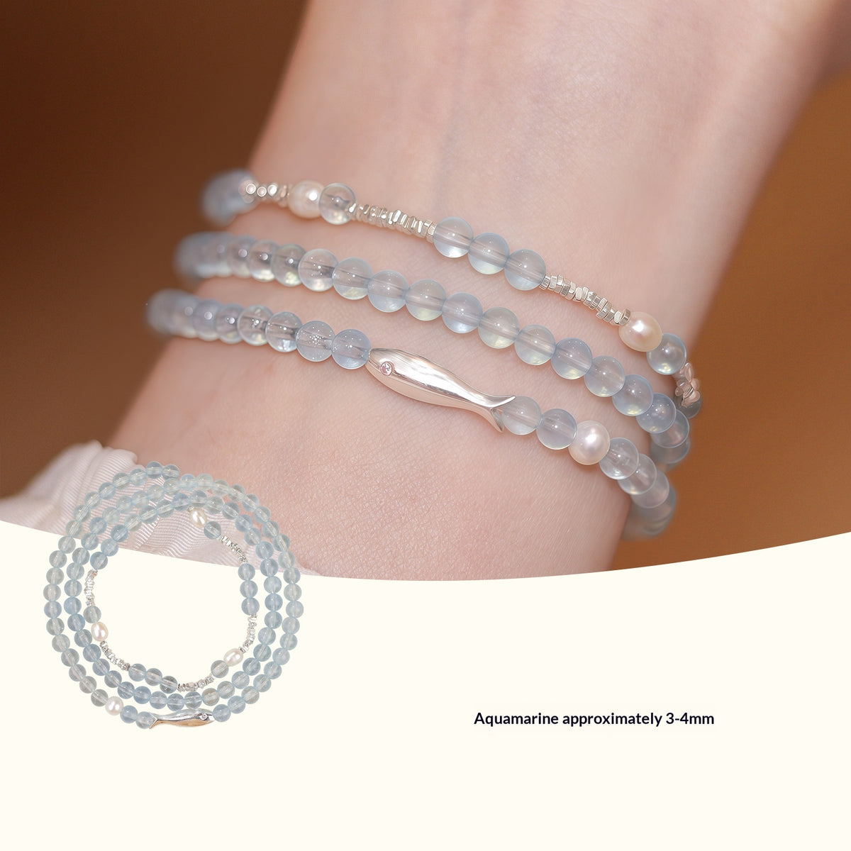 Aquamarin Perlenarmband – Bild 4 | LuxeStyle