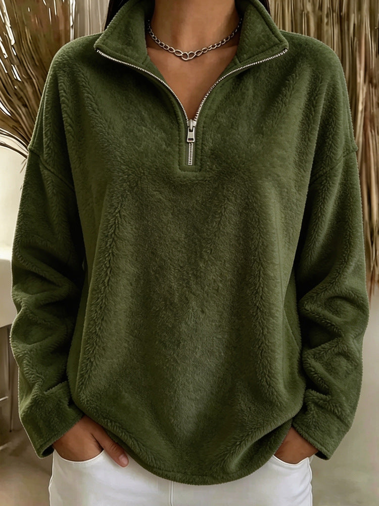 Fleece Hoodie mit Stehkragen und Reissverschluss