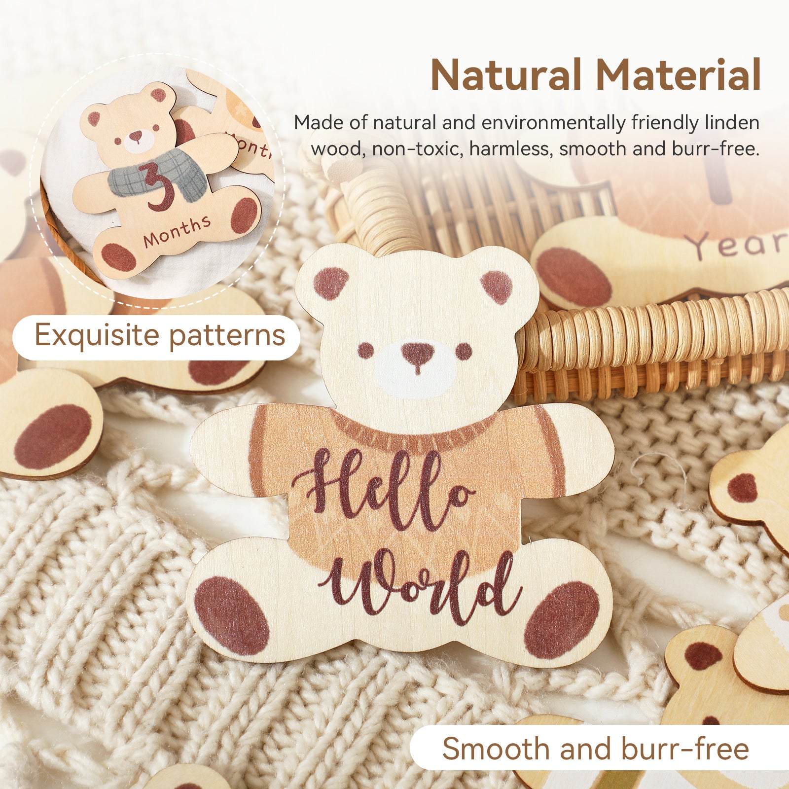 Meilenstein-Display aus Holz für Babyfotos