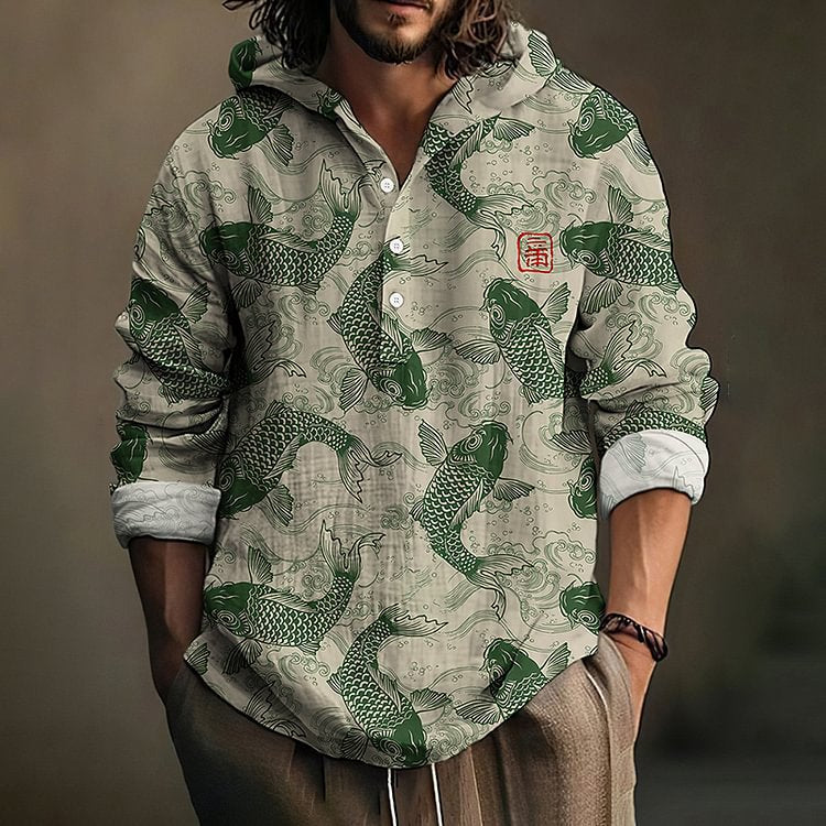 Herren Kapuzenpullover mit Knöpfen – Bild 6 | LuxeStyle