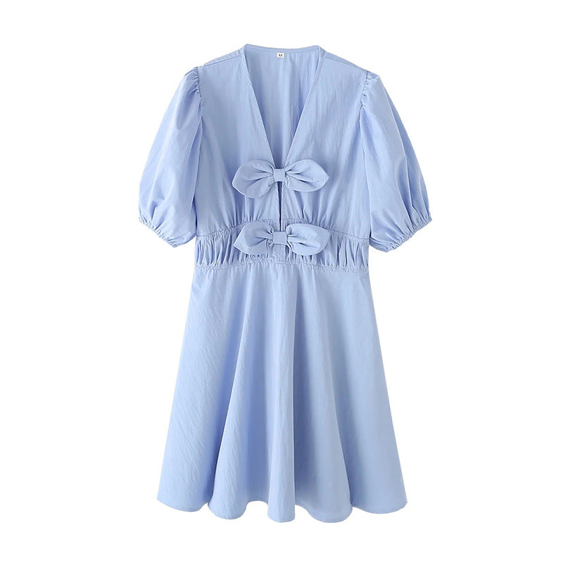 Elegantes A-Linien Minikleid mit Schleife – Bild 2 | LuxeStyle