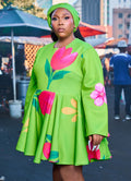 Langes Maxikleid mit Rundhals und weiten Ärmeln