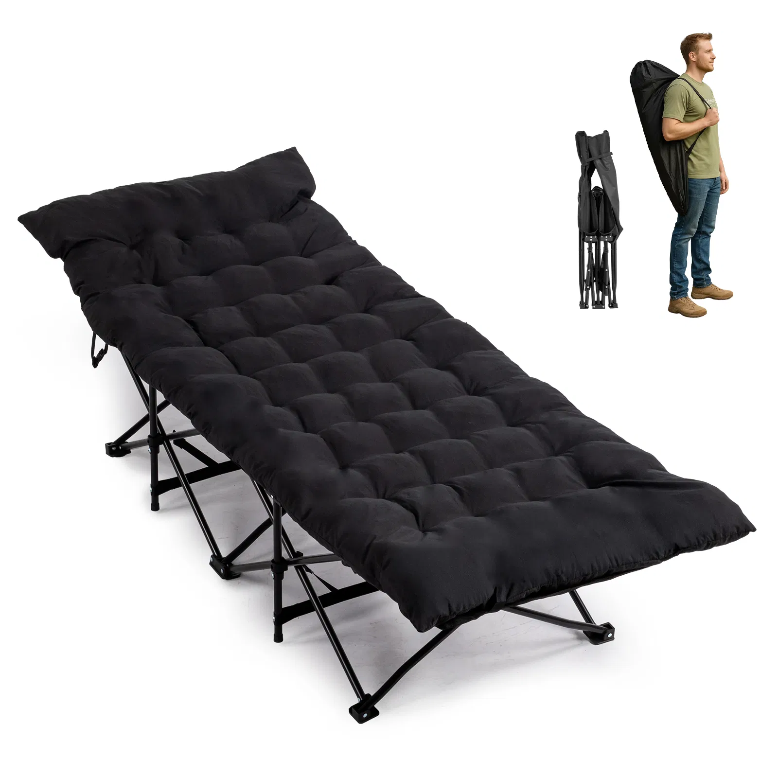 Faltbares Feldbett mit Polster