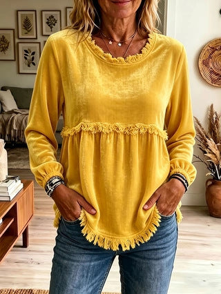 Langarmshirt mit Spitzenbesatz