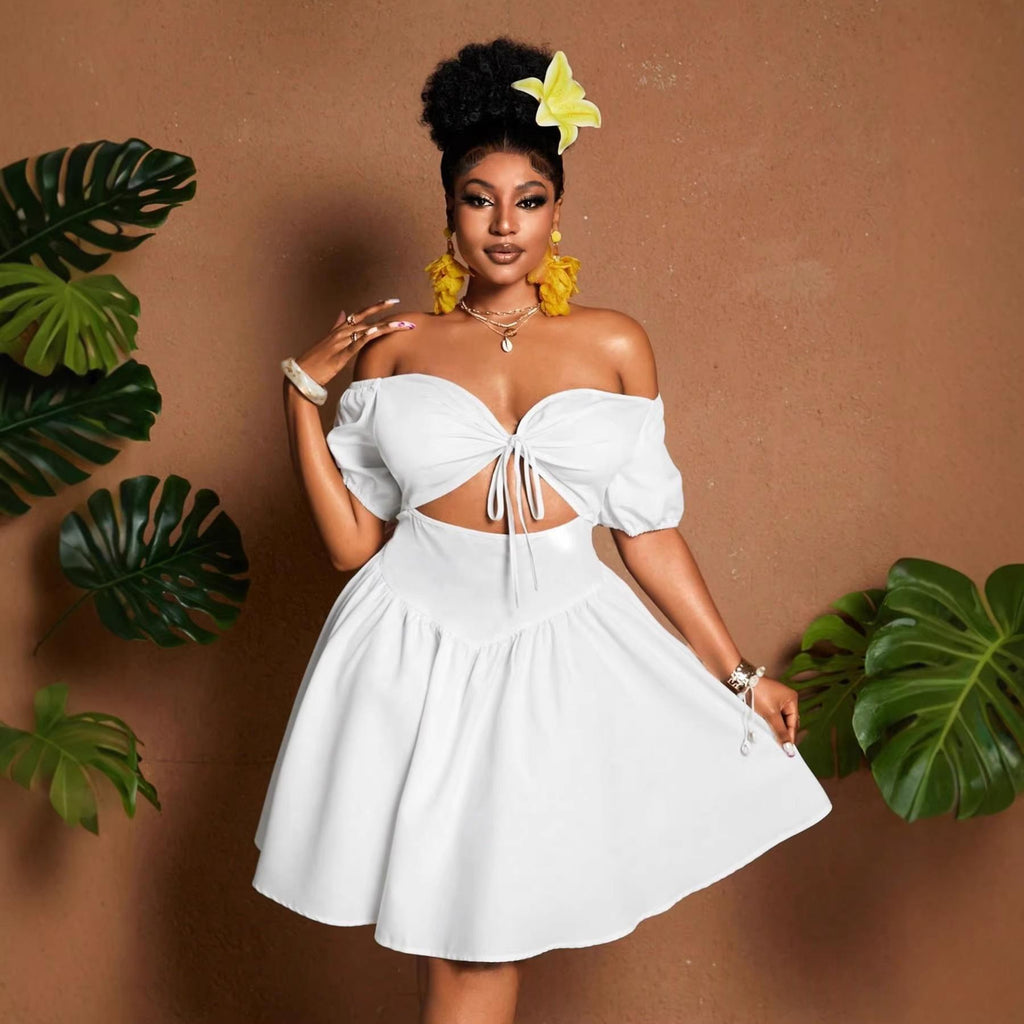 Damen Off-Shoulder Midriff-Baring Kleid