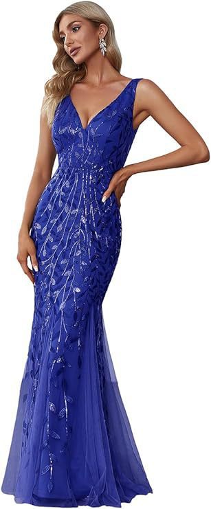 Formelles Paillettenkleid mit Doppel-V-Halsausschnitt – Bild 2 | LuxeStyle