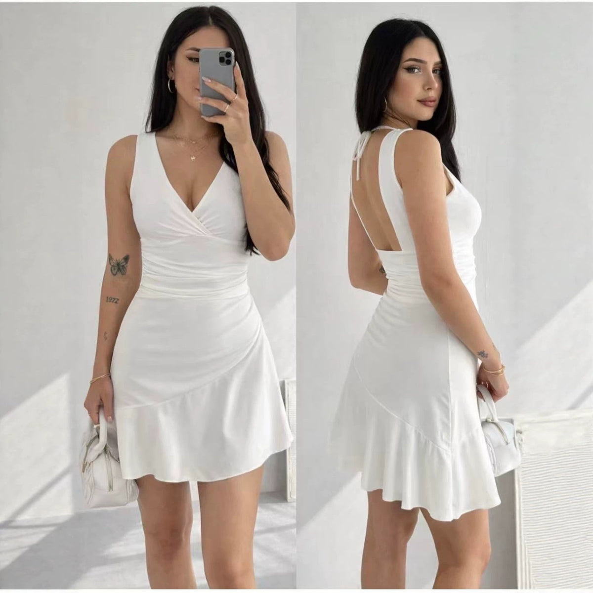 Elegantes V-Ausschnitt Strickkleid – Bild 6 | LuxeStyle