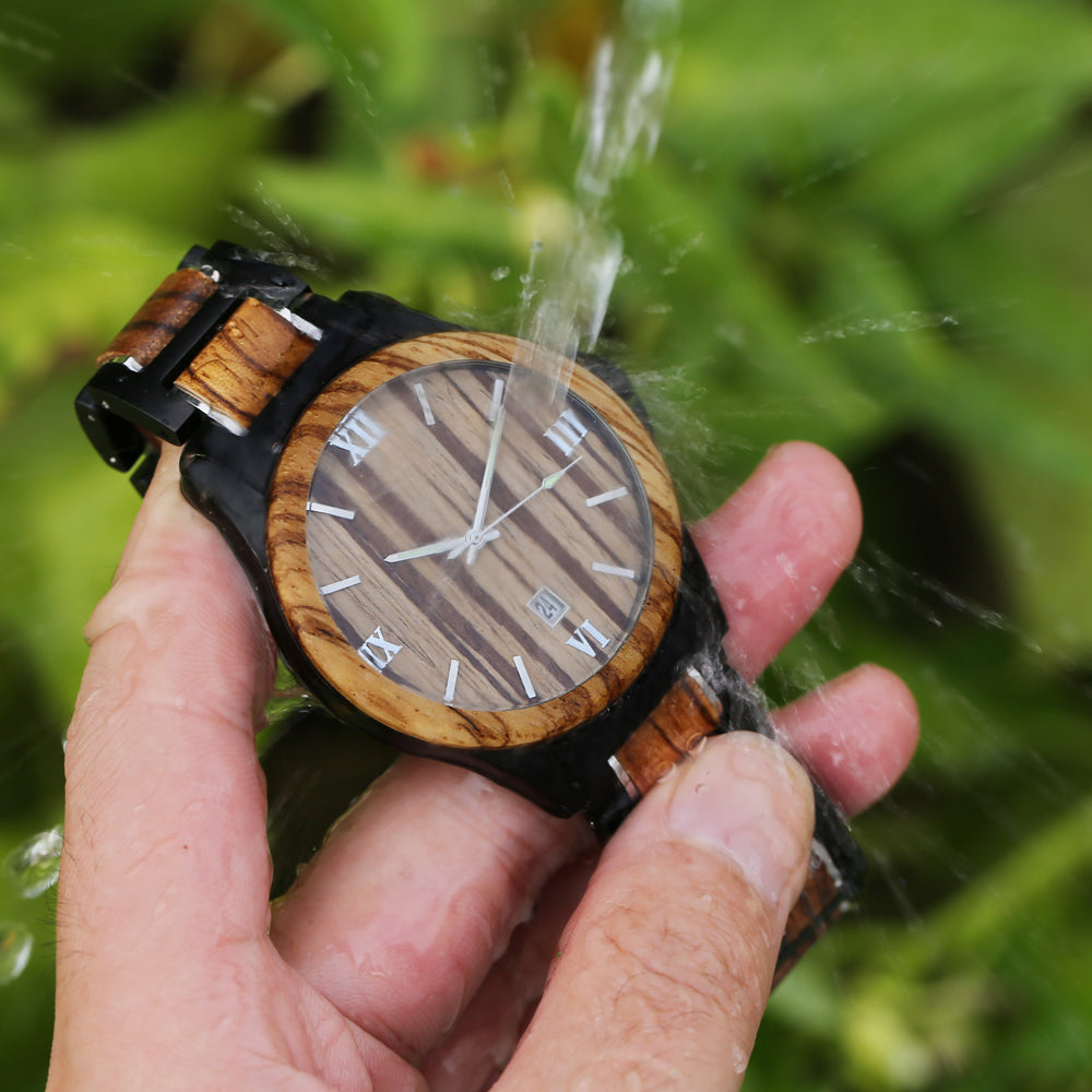 Herren Quarzuhr Sandelholz Schwarz – Bild 12 | LuxeStyle