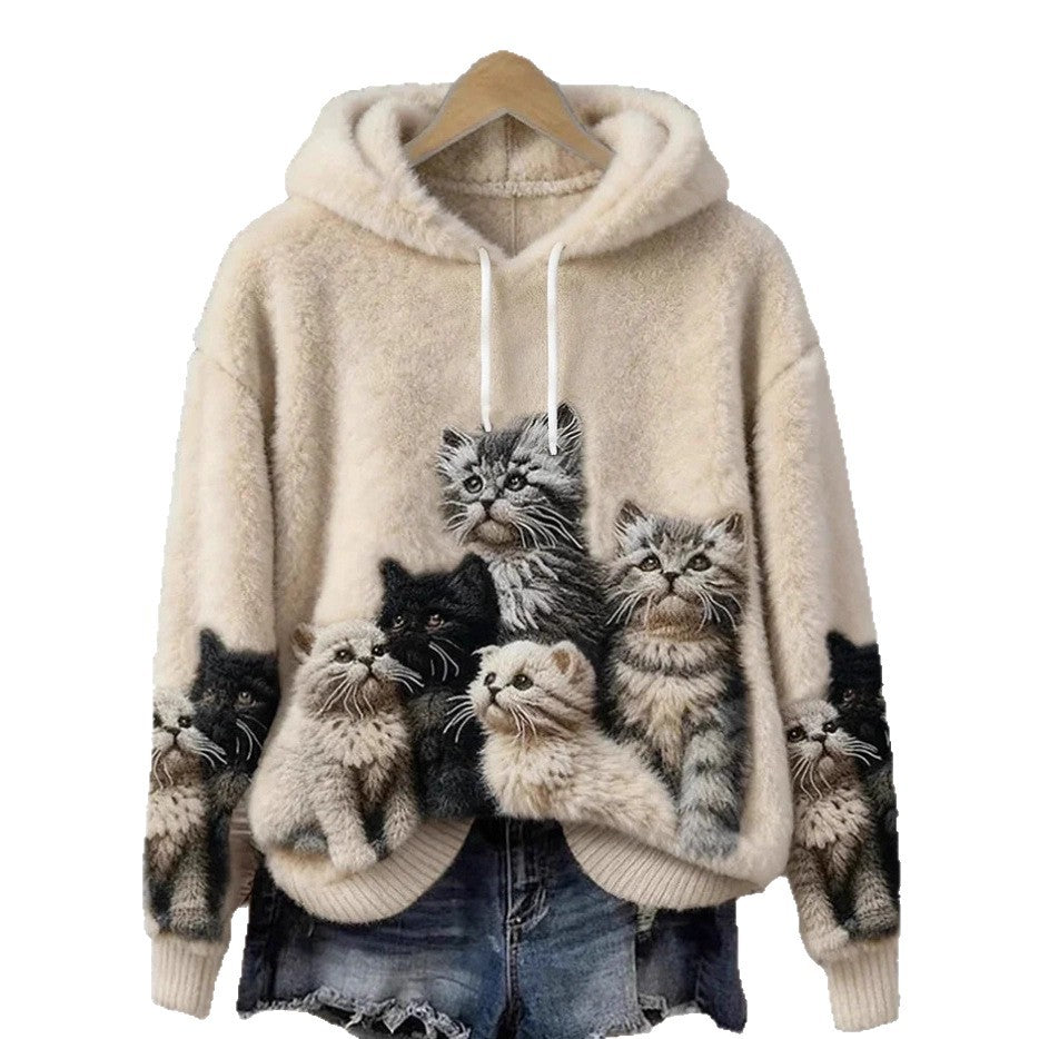 3D-Print Hoodie mit Doppeltasche für Katzen