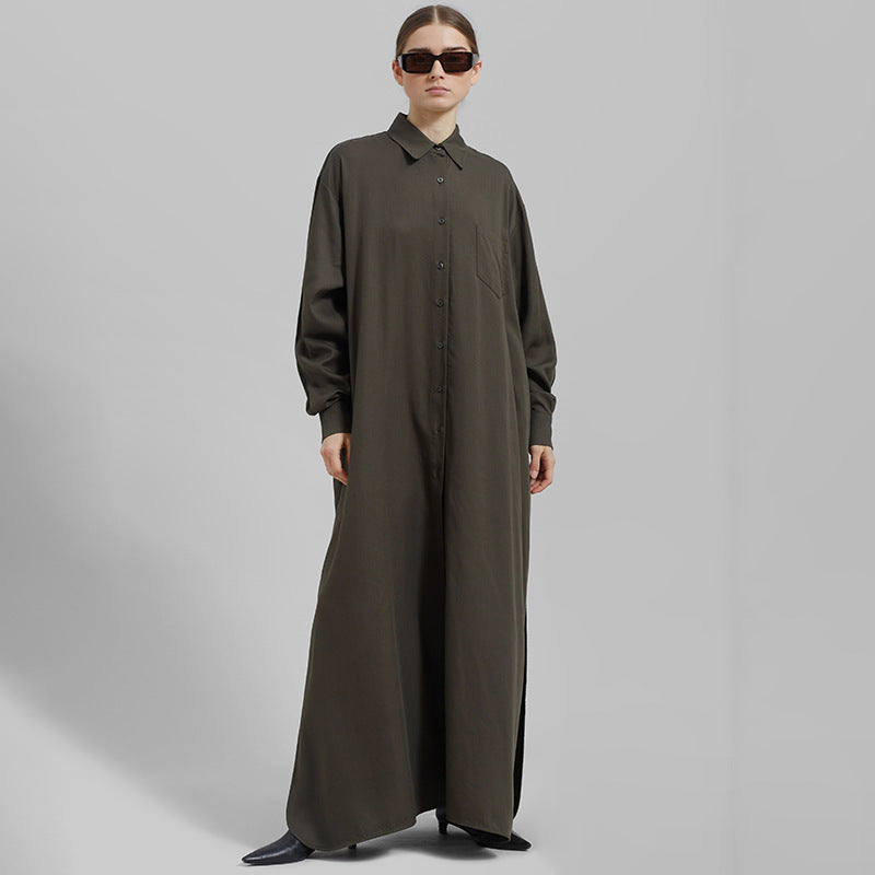 Cardigan-Kleid mit Knopfleiste und Schlitz