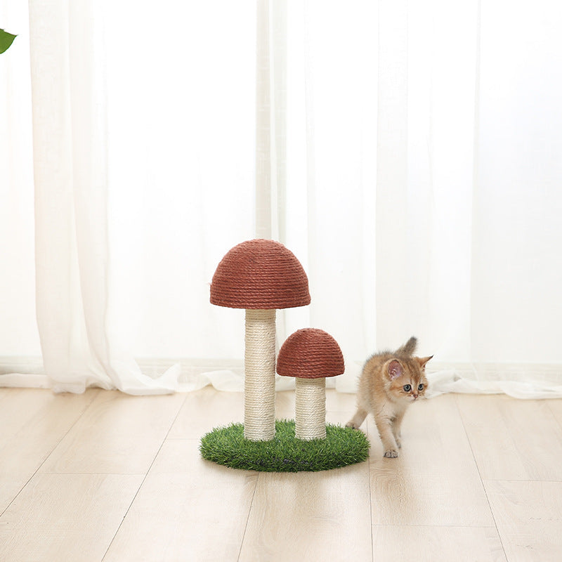 Pilz-Kratzbaum aus Naturleinen für Katzen