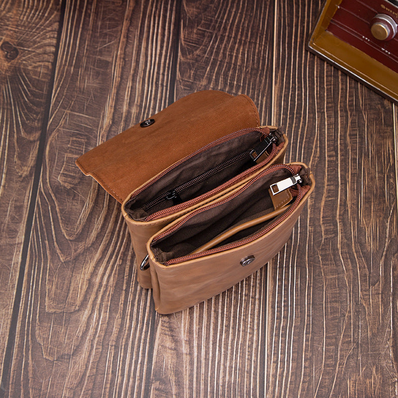 Satchel aus Leder mit Doppelboden – Braun – Bild 10 | LuxeStyle