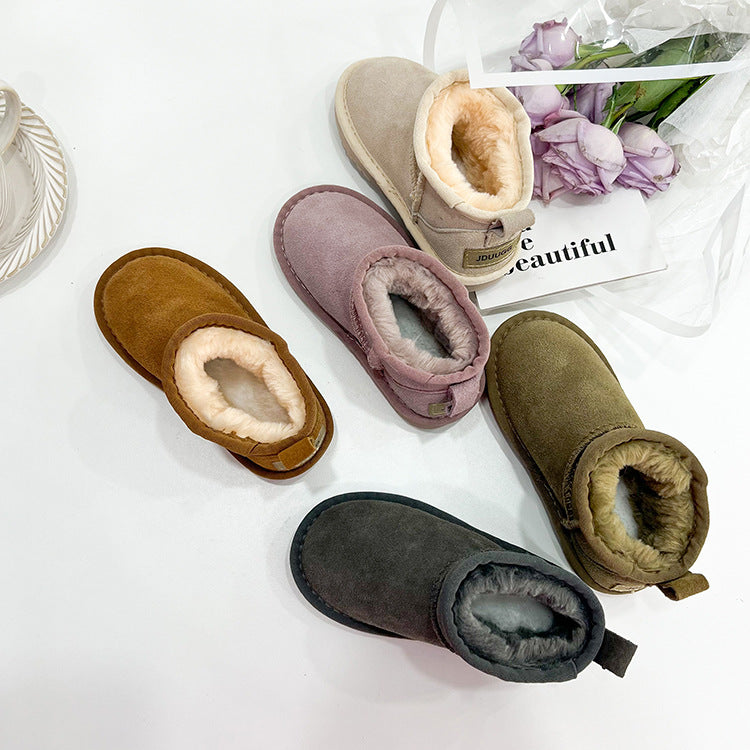 Kinder Winterstiefel aus Leder mit Fell