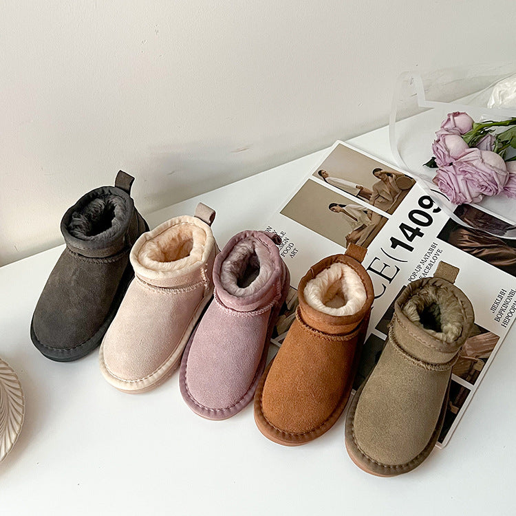 Kinder Winterstiefel aus Leder mit Fell