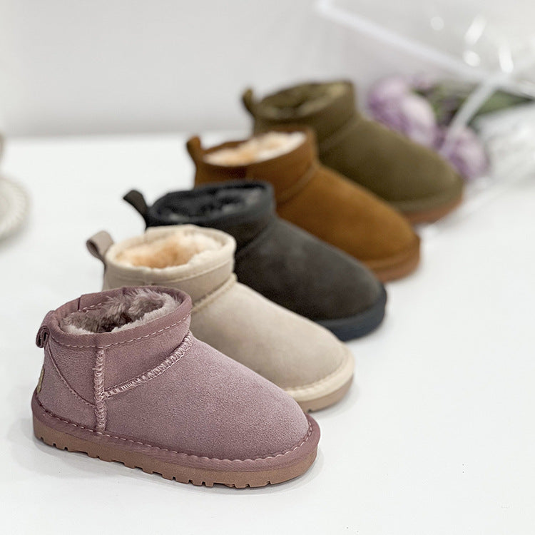 Kinder Winterstiefel aus Leder mit Fell