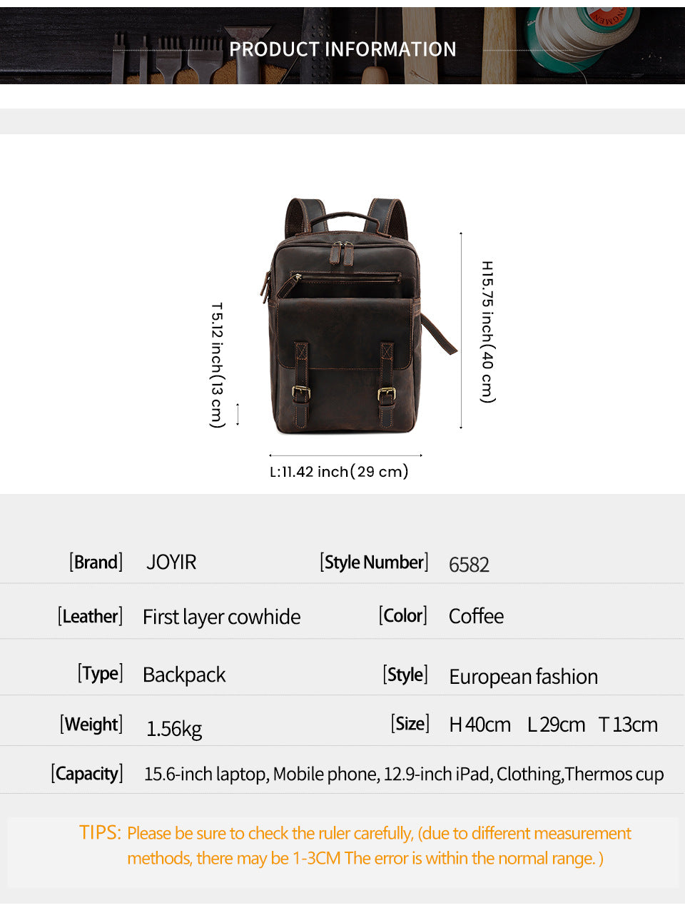 Rucksack Retro Wildpferd Leder Herren – Bild 4 | LuxeStyle
