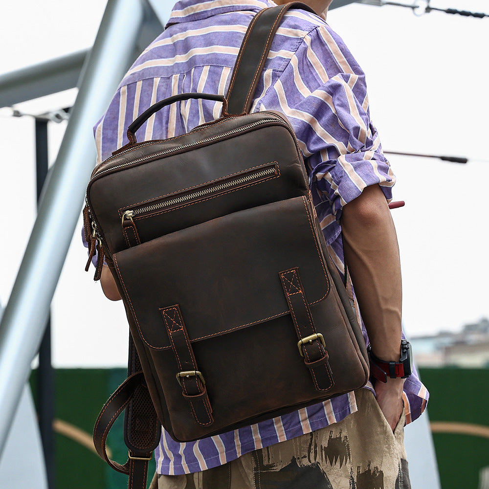 Rucksack Retro Wildpferd Leder Herren | LuxeStyle