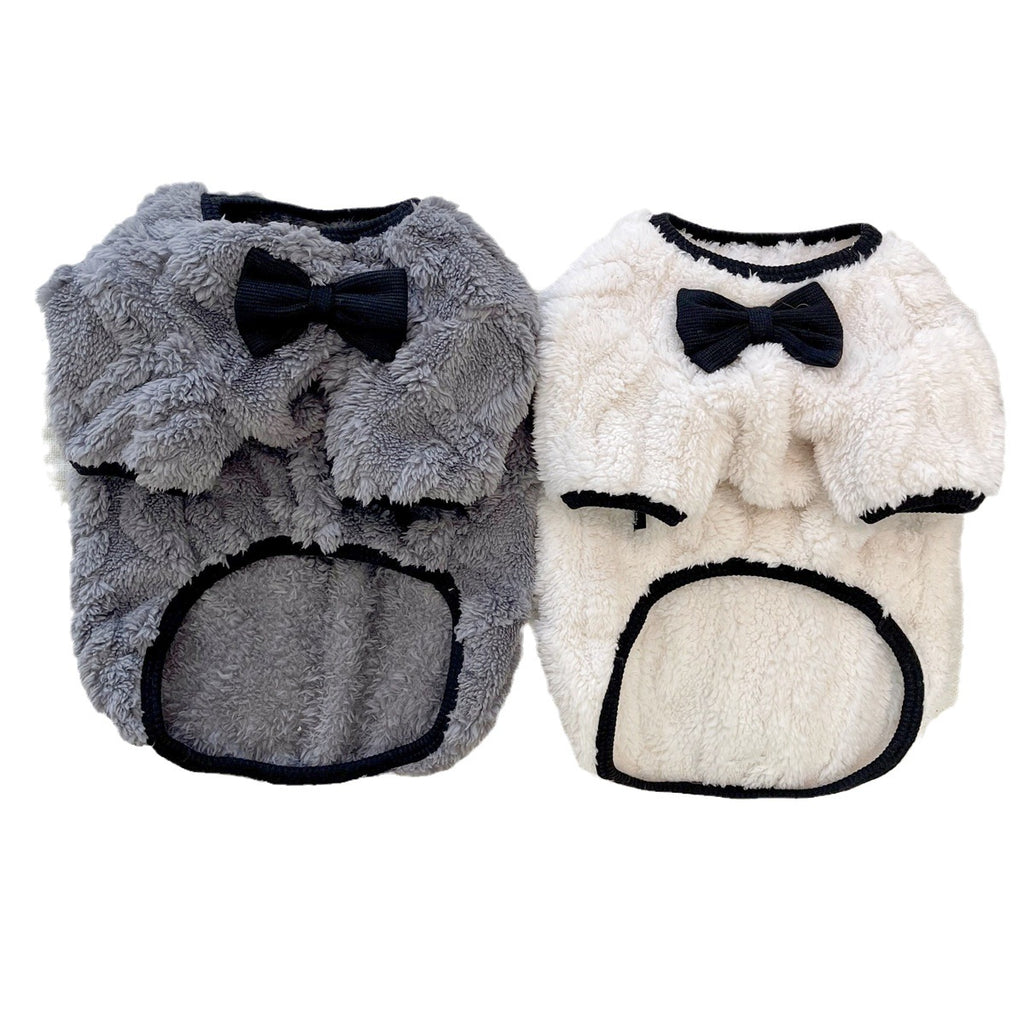 Beige‑Vellour‑Tunika für Corgi mit französischem Bogen | LuxeStyle