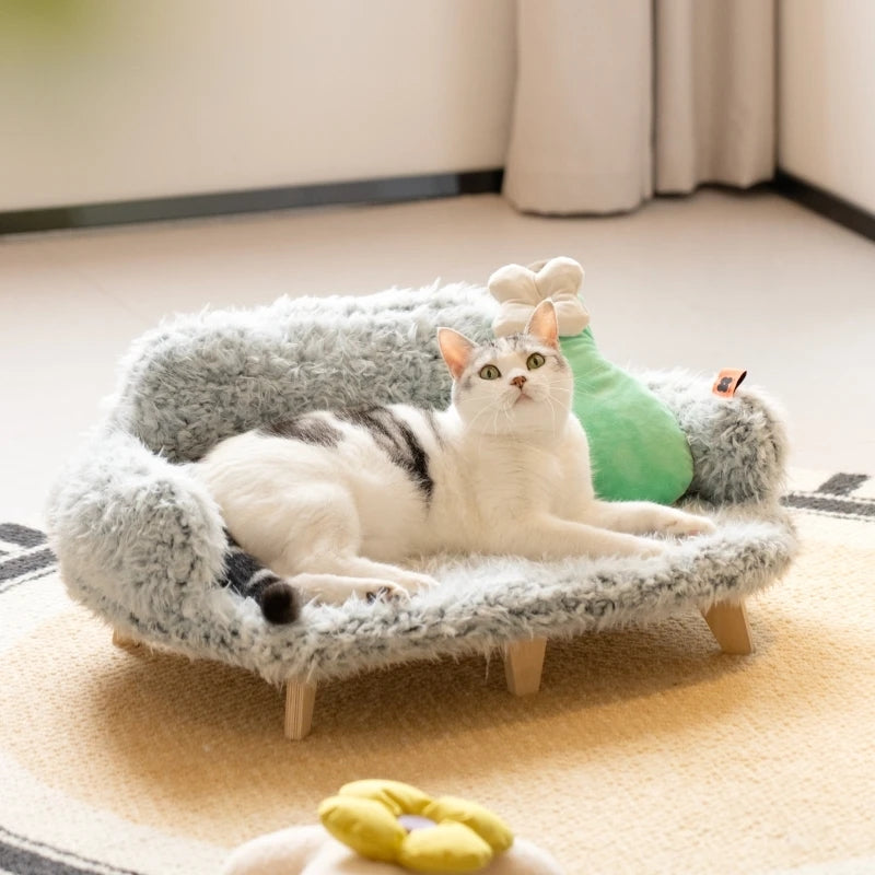 Haustierbett aus Holz für Katzen und kleine Hunde