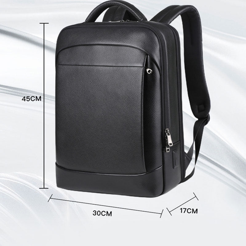 Leder-Reiserucksack mit USB-Ladefunktion