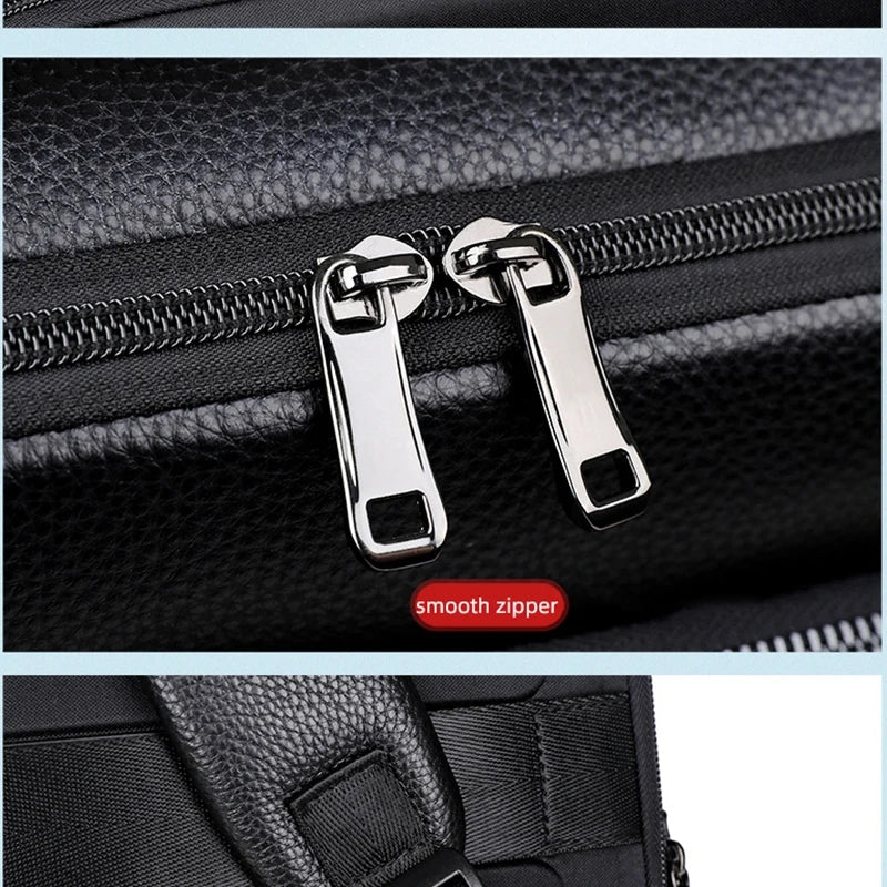Leder-Reiserucksack mit USB-Ladefunktion