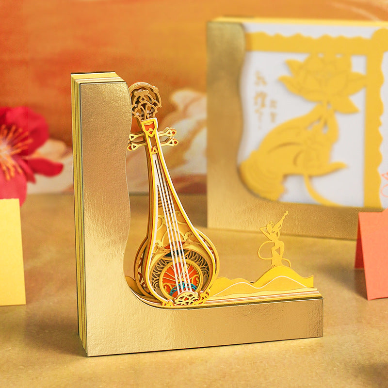 3D Notizblock Klavier Gold