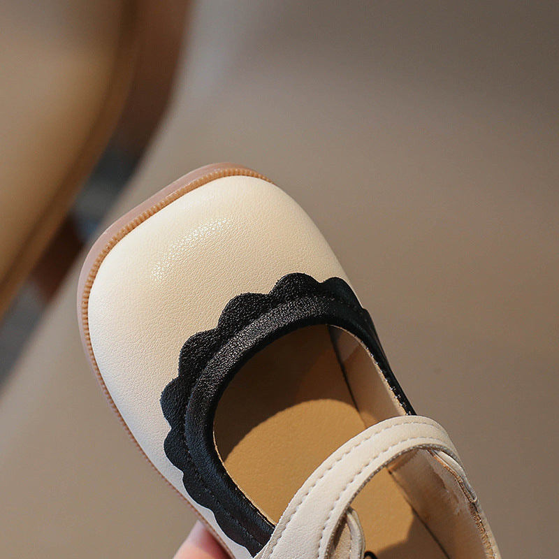 Mädchen Prinzessin Leder-Ballerinas mit Klettverschluss