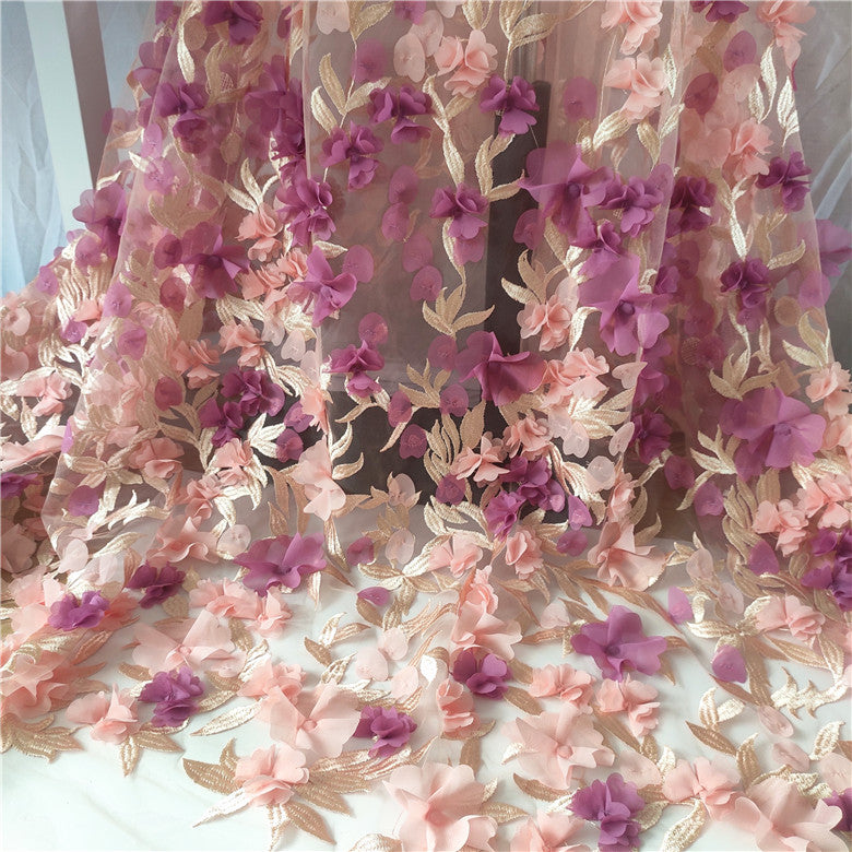 Weisse Chiffon-Blumen Spitzenstoff
