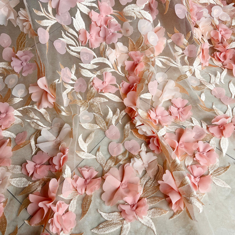 Weisse Chiffon-Blumen Spitzenstoff